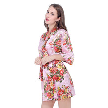 Load image into Gallery viewer, Silk Bridesmaid Bride Sexy Women Short Satin Wedding Kimono Robes Sleepwear Nightgown Dress Pajamas Bathrobe Floral N0300 - VINLUVBRIDAL