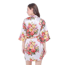 Load image into Gallery viewer, Silk Bridesmaid Bride Sexy Women Short Satin Wedding Kimono Robes Sleepwear Nightgown Dress Pajamas Bathrobe Floral N0300 - VINLUVBRIDAL
