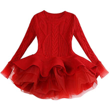 Load image into Gallery viewer, Girls Christmas Dress Thick Warm Sweater Wedding Party Baby Knitted Cotton Chiffon Winter Dress For Kids Girls O2623 - VINLUVBRIDAL