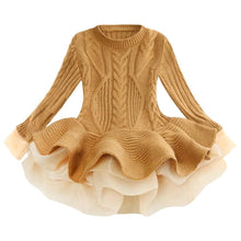 Load image into Gallery viewer, Girls Christmas Dress Thick Warm Sweater Wedding Party Baby Knitted Cotton Chiffon Winter Dress For Kids Girls O2623 - VINLUVBRIDAL