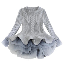 Load image into Gallery viewer, Girls Christmas Dress Thick Warm Sweater Wedding Party Baby Knitted Cotton Chiffon Winter Dress For Kids Girls O2623 - VINLUVBRIDAL