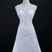 Load image into Gallery viewer, Sleeveless Chiffon Beach Wedding Dresses Bridal Long Train White/Ivory Lace Plus Size Bridal Gowns Dresses WF2620