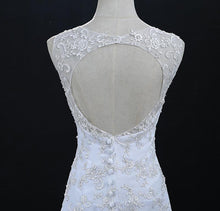 Load image into Gallery viewer, Sleeveless Chiffon Beach Wedding Dresses Bridal Long Train White/Ivory Lace Plus Size Bridal Gowns Dresses WF2620