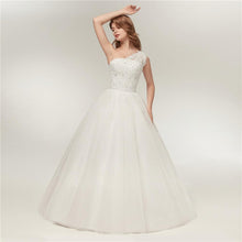 Load image into Gallery viewer, One Shoulder Wedding Dresses Bridal Ball Gown Vintage Ivory Lace Bridal Plus Size Wedding Gowns WF2626