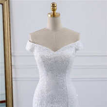 Load image into Gallery viewer, Mermaid Sleeveless Wedding Dresses Bridal White Lace Long Train Plus Size Bride WF2601
