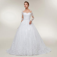 Load image into Gallery viewer, Ball Gown Wedding Dresses Bridal Tulle Mariage White Lace Long Train Vestido De Noiva Custom Made Plus Size WF2621