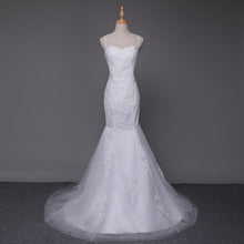 Load image into Gallery viewer, Princess Wedding Dresses Bridal Lace Mermaid White/Ivory Sleeveless Luxury Train Plus Size Customized WF2630