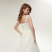 Load image into Gallery viewer, A Line Princess Wedding Dresses Ivory Bridal Luxury Long Train Bridal Gown Dress Plus Size Customized WF2629