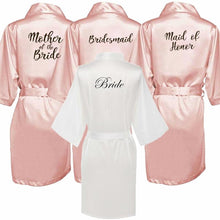 Load image into Gallery viewer, Bridesmaid Robe with White Black Letters Wedding Bathrobe Kimono Satin Robes Sleepwear Pajamas N0235 - VINLUVBRIDAL