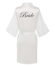 Load image into Gallery viewer, Bridesmaid Robe with White Black Letters Wedding Bathrobe Kimono Satin Robes Sleepwear Pajamas N0235 - VINLUVBRIDAL