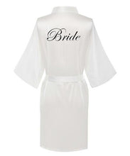 Load image into Gallery viewer, Bridesmaid Robe with White Black Letters Wedding Bathrobe Kimono Satin Robes Sleepwear Pajamas N0235 - VINLUVBRIDAL