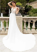 Load image into Gallery viewer, Women A-Line White Chiffon Wedding Dresses Bridal Sleeveless Sexy Beach Wedding Lace Appliques Gowns Boho Plus WN2611