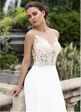 Load image into Gallery viewer, Women A-Line White Chiffon Wedding Dresses Bridal Sleeveless Sexy Beach Wedding Lace Appliques Gowns Boho Plus WN2611