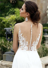 Load image into Gallery viewer, Women A-Line White Chiffon Wedding Dresses Bridal Sleeveless Sexy Beach Wedding Lace Appliques Gowns Boho Plus WN2611