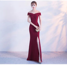Load image into Gallery viewer, Off Shoulder Burgundy Evening Dress Wedding Party Prom Gown W558 - VINLUVBRIDAL