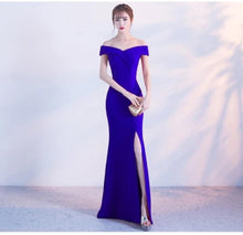 Load image into Gallery viewer, Off Shoulder Burgundy Evening Dress Wedding Party Prom Gown W558 - VINLUVBRIDAL
