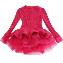 Load image into Gallery viewer, Girls Christmas Dress Thick Warm Sweater Wedding Party Baby Knitted Cotton Chiffon Winter Dress For Kids Girls O2623 - VINLUVBRIDAL