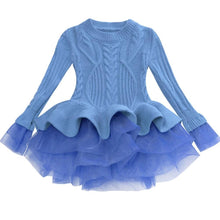 Load image into Gallery viewer, Girls Christmas Dress Thick Warm Sweater Wedding Party Baby Knitted Cotton Chiffon Winter Dress For Kids Girls O2623 - VINLUVBRIDAL