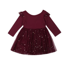 Load image into Gallery viewer, Christmas Kids Baby Dresses Long Sleeve Knee Length O Neck Dress Party Sequins Wedding Bridesmaid Kids D0394