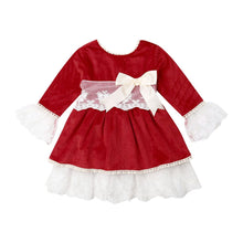 Load image into Gallery viewer, Christmas Toddler Dress Baby Kids Girls Red Long Sleeve Lace Bow Tutu Party Wedding Birthday Dresses N3040