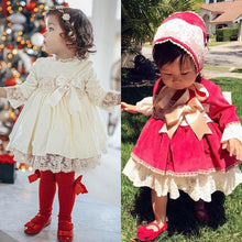 Load image into Gallery viewer, Christmas Toddler Dress Baby Kids Girls Red Long Sleeve Lace Bow Tutu Party Wedding Birthday Dresses N3040