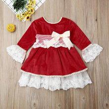 Load image into Gallery viewer, Christmas Toddler Dress Baby Kids Girls Red Long Sleeve Lace Bow Tutu Party Wedding Birthday Dresses N3040