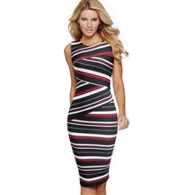 Load image into Gallery viewer, Vintage Stripes Printed Wear to Work SummerBodycon Office Dress NF510 - VINLUVBRIDAL