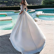 Load image into Gallery viewer, Women Wedding Dresses Bridal Princess A-Line Ivory Half Sleeves Elegant Appliqued Pockets Boho Wedding Gown WN2616