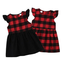 Load image into Gallery viewer, Christmas Outfit for Kids Newborn Toddler Cotton Plaid Sleeveless Mini Dress Kids Summer Party Wedding Xmas Dresses Sundress D0389