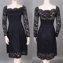 Load image into Gallery viewer, Woman Dresses 2019 Slash Neck Wedding Party Wear Casual A-line Dresses Sexy Red Black White Lace Dress Plus Size N0515 - VINLUVBRIDAL