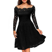 Load image into Gallery viewer, Woman Dresses 2019 Slash Neck Wedding Party Wear Casual A-line Dresses Sexy Red Black White Lace Dress Plus Size N0515 - VINLUVBRIDAL