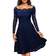 Load image into Gallery viewer, Woman Dresses 2019 Slash Neck Wedding Party Wear Casual A-line Dresses Sexy Red Black White Lace Dress Plus Size N0515 - VINLUVBRIDAL