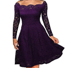 Load image into Gallery viewer, Woman Dresses 2019 Slash Neck Wedding Party Wear Casual A-line Dresses Sexy Red Black White Lace Dress Plus Size N0515 - VINLUVBRIDAL