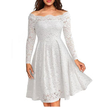 Load image into Gallery viewer, Woman Dresses 2019 Slash Neck Wedding Party Wear Casual A-line Dresses Sexy Red Black White Lace Dress Plus Size N0515 - VINLUVBRIDAL