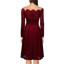 Load image into Gallery viewer, Woman Dresses 2019 Slash Neck Wedding Party Wear Casual A-line Dresses Sexy Red Black White Lace Dress Plus Size N0515 - VINLUVBRIDAL