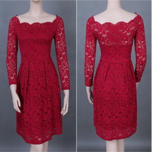 Load image into Gallery viewer, Woman Dresses 2019 Slash Neck Wedding Party Wear Casual A-line Dresses Sexy Red Black White Lace Dress Plus Size N0515 - VINLUVBRIDAL