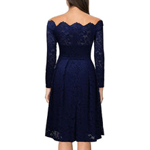 Load image into Gallery viewer, Woman Dresses 2019 Slash Neck Wedding Party Wear Casual A-line Dresses Sexy Red Black White Lace Dress Plus Size N0515 - VINLUVBRIDAL