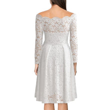 Load image into Gallery viewer, Woman Dresses 2019 Slash Neck Wedding Party Wear Casual A-line Dresses Sexy Red Black White Lace Dress Plus Size N0515 - VINLUVBRIDAL