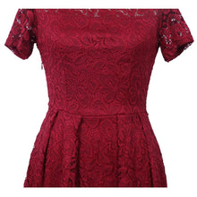 Load image into Gallery viewer, Woman Dresses 2019 Slash Neck Wedding Party Wear Casual A-line Dresses Sexy Red Black White Lace Dress Plus Size N0515 - VINLUVBRIDAL