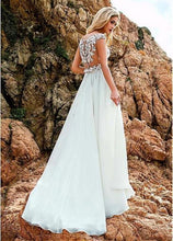 Load image into Gallery viewer, Women Wedding Dresses Bridal A-Line Ivory Illusion Neckline Chiffon With Split Lace Bridal Dress Beach WN2615
