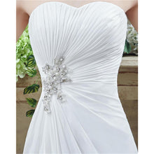 Load image into Gallery viewer, Women A Line Wedding Dresses Bridal Court Train Ivory White Chiffon Tulle Sleeveless Beach Wedding Dress WN2614