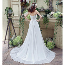 Load image into Gallery viewer, Women A Line Wedding Dresses Bridal Court Train Ivory White Chiffon Tulle Sleeveless Beach Wedding Dress WN2614