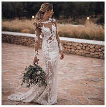 Load image into Gallery viewer, Women Long Sleeves Wedding Dresses Bridal Open Back Ivory Wedding Gowns Dress WN2612