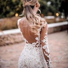 Load image into Gallery viewer, Women Long Sleeves Wedding Dresses Bridal Open Back Ivory Wedding Gowns Dress WN2612