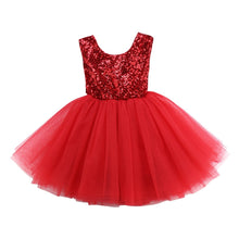 Load image into Gallery viewer, Party Wedding Christmas Kid Girl Dresses Princess Sequins Sleeveless Dress Formal High Waist Gown Lace Tutu D0398