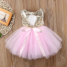 Load image into Gallery viewer, Party Wedding Christmas Kid Girl Dresses Princess Sequins Sleeveless Dress Formal High Waist Gown Lace Tutu D0398