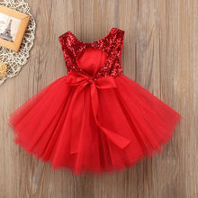 Load image into Gallery viewer, Party Wedding Christmas Kid Girl Dresses Princess Sequins Sleeveless Dress Formal High Waist Gown Lace Tutu D0398
