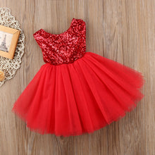 Load image into Gallery viewer, Party Wedding Christmas Kid Girl Dresses Princess Sequins Sleeveless Dress Formal High Waist Gown Lace Tutu D0398
