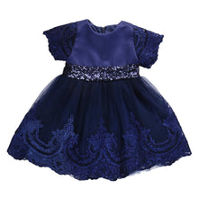 Load image into Gallery viewer, Children Toddler Short Sleeve Dresses Red Sequins Sashes Lace Princess Bowknot  wedding Party Formal Tutu Dress D0399