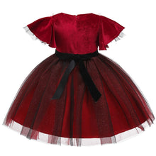 Load image into Gallery viewer, Christmas Outfit for Kids Short Sleeve Princess Pageant Gown Party Wedding Tutu Dress Xmas Vestidos D0390
